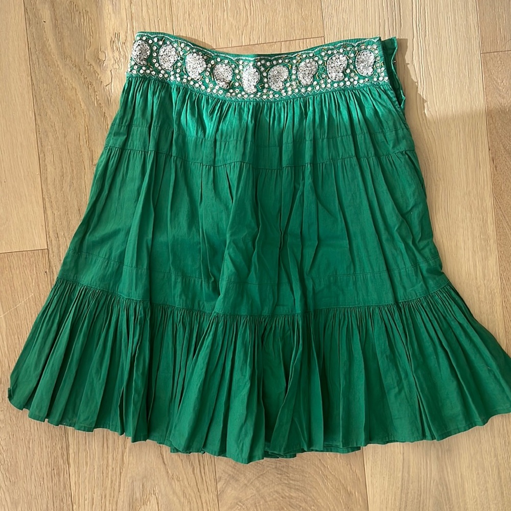 Green Sequin Banded BCBG skirt